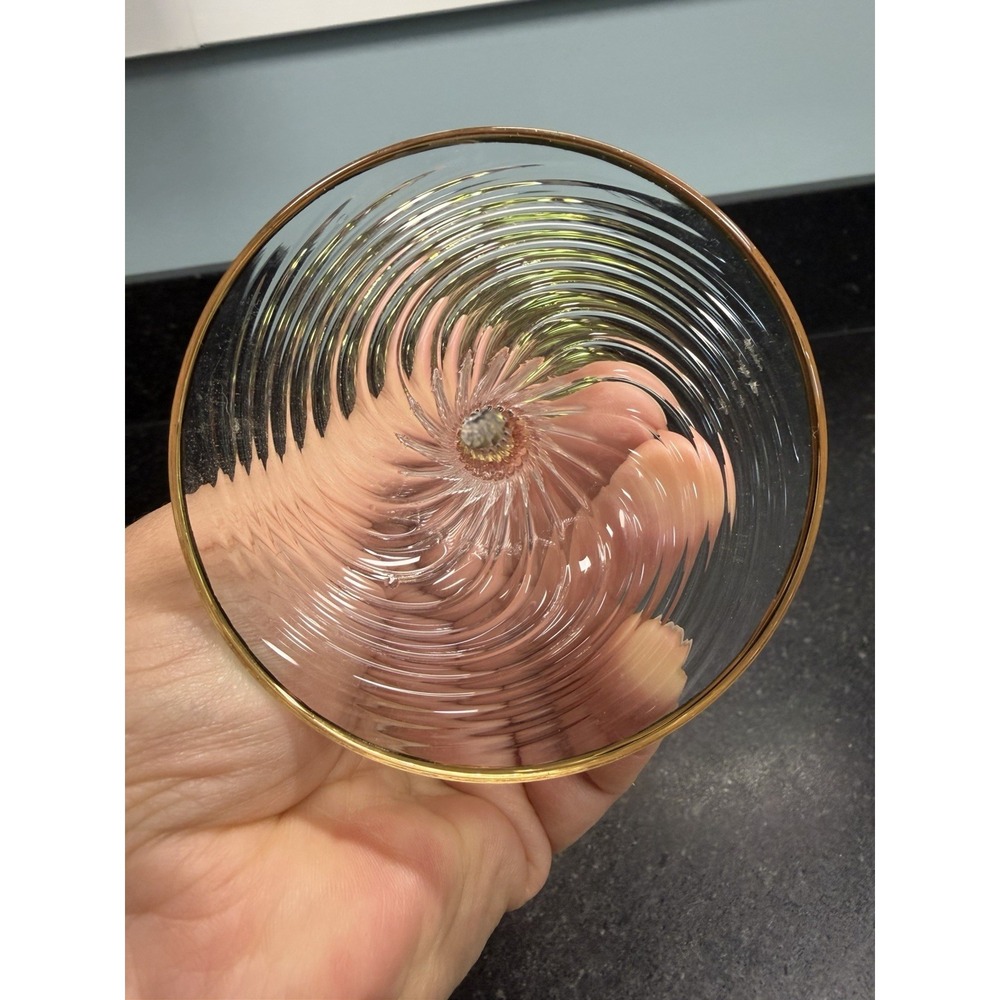 Bimini Art Glass Footed Nut Dish Delicate Hollow Stem Swirl Design Compote Champ - Picture 7 of 7